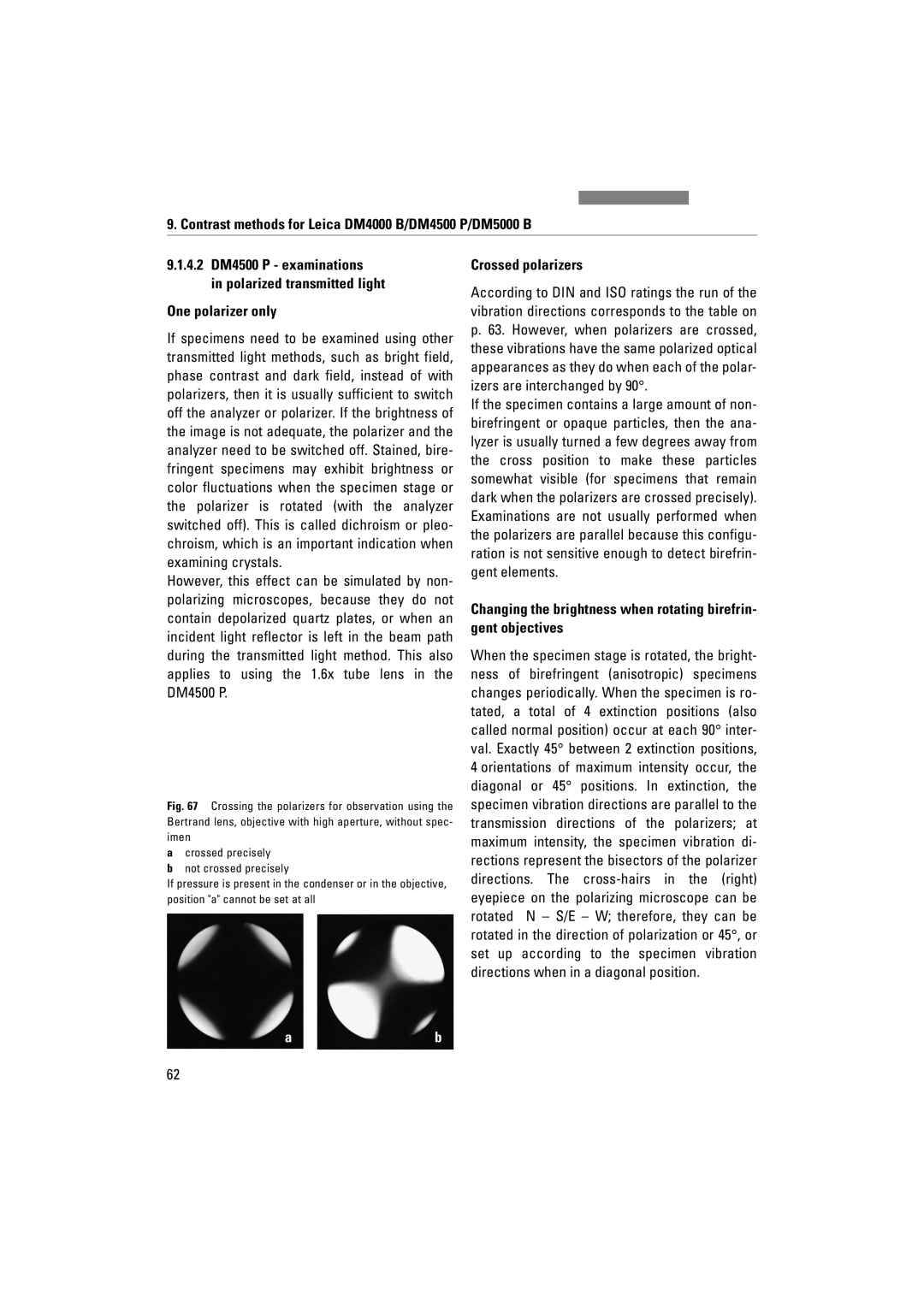 Leica DM4500P, DM5000B, DM4000M manual Crossed polarizers 
