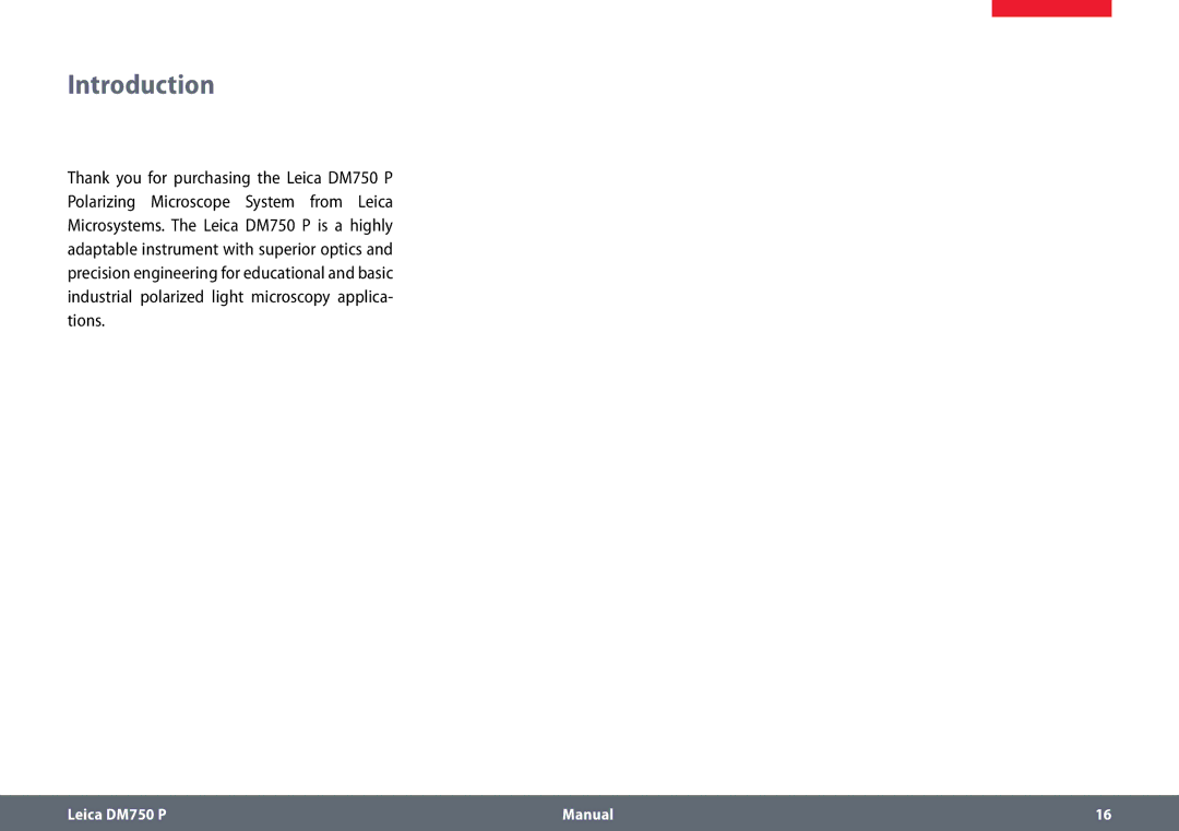 Leica dm750 p manual Introduction 