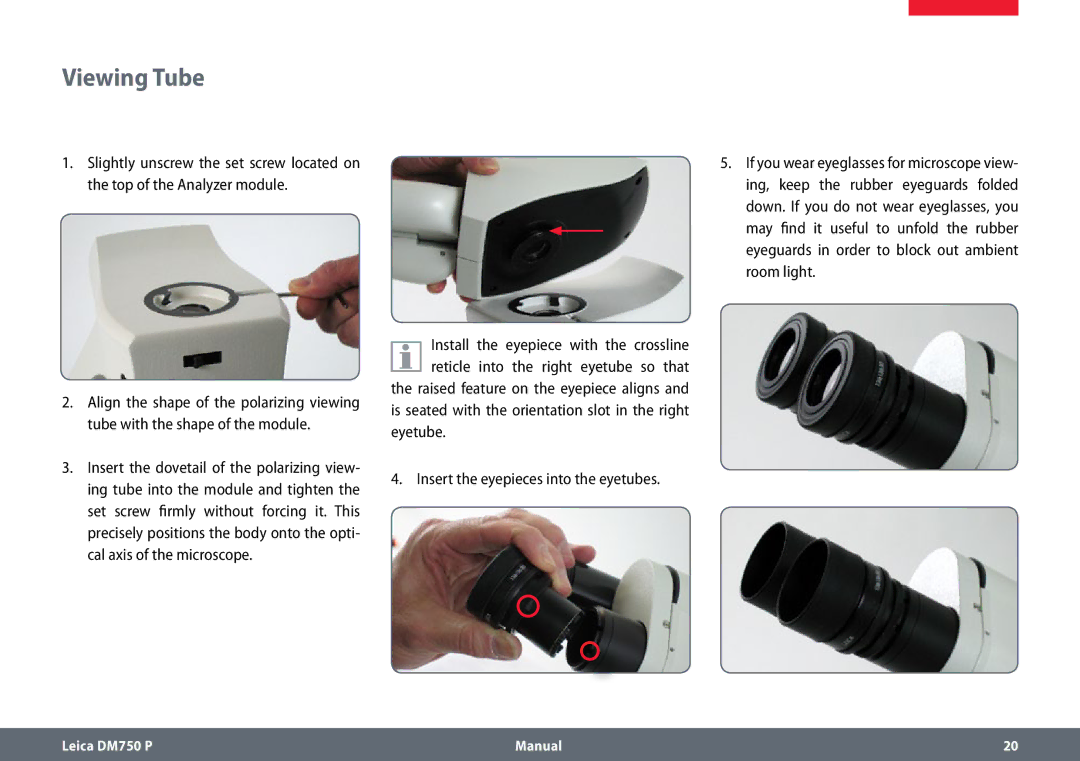 Leica dm750 p manual Viewing Tube 