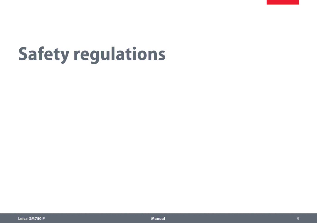 Leica dm750 p manual Safety regulations 