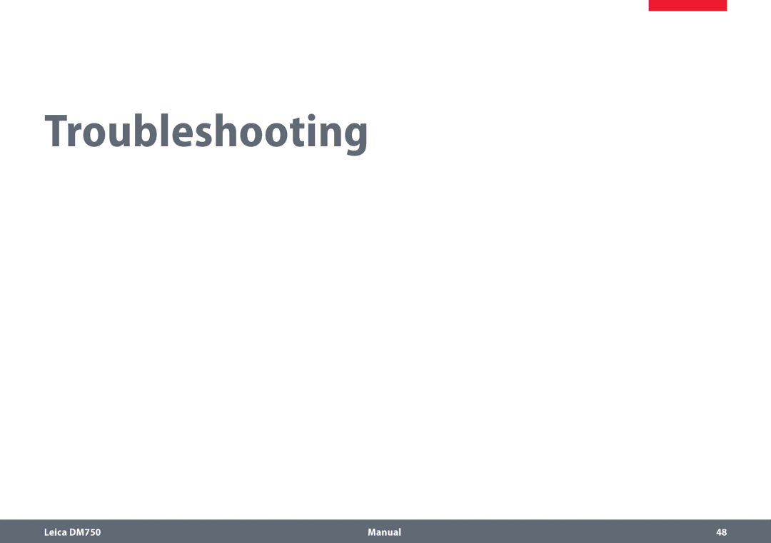 Leica DM750 manual Troubleshooting 