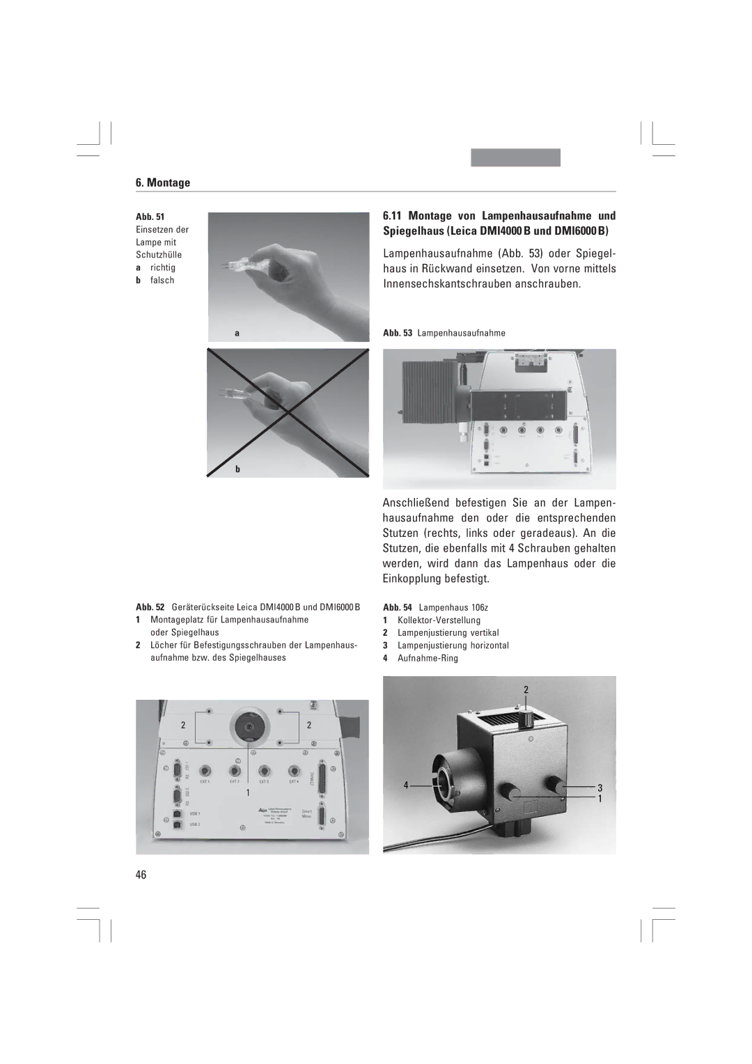 Leica DMI6000B, DMI3000B, DMI4000B manual Richtig b falsch 