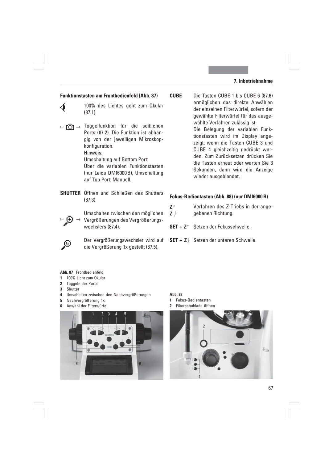 Leica DMI6000B, DMI3000B, DMI4000B manual Fokus-Bedientasten Abb nur DMI6000 B, Set + Z″, Set + Z 