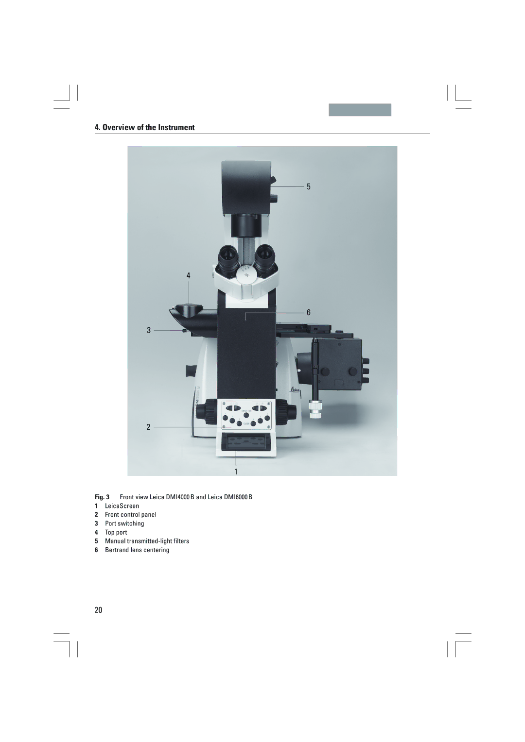 Leica DMI4000B, DMI3000B, DMI6000B manual Overview of the Instrument 