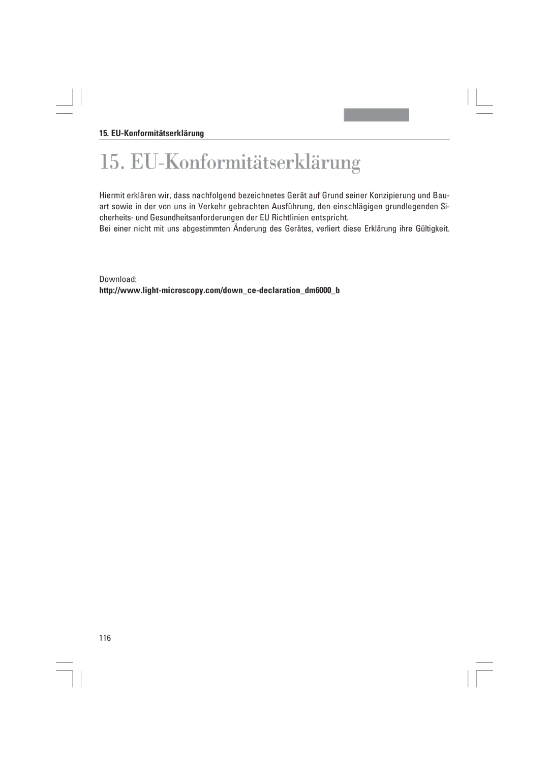 Leica DMI4000B, DMI3000B, DMI6000B manual EU-Konformitätserklärung, EU-KonformitŠtserklŠrung 