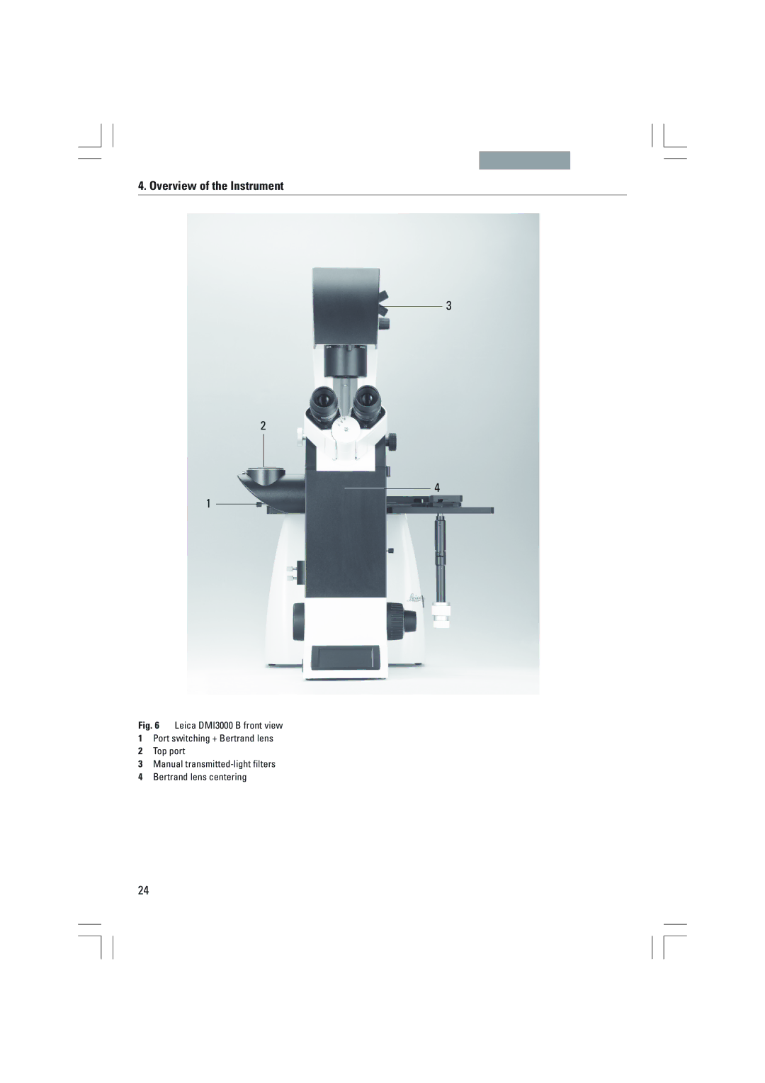 Leica DMI3000B, DMI6000B, DMI4000B manual Overview of the Instrument 