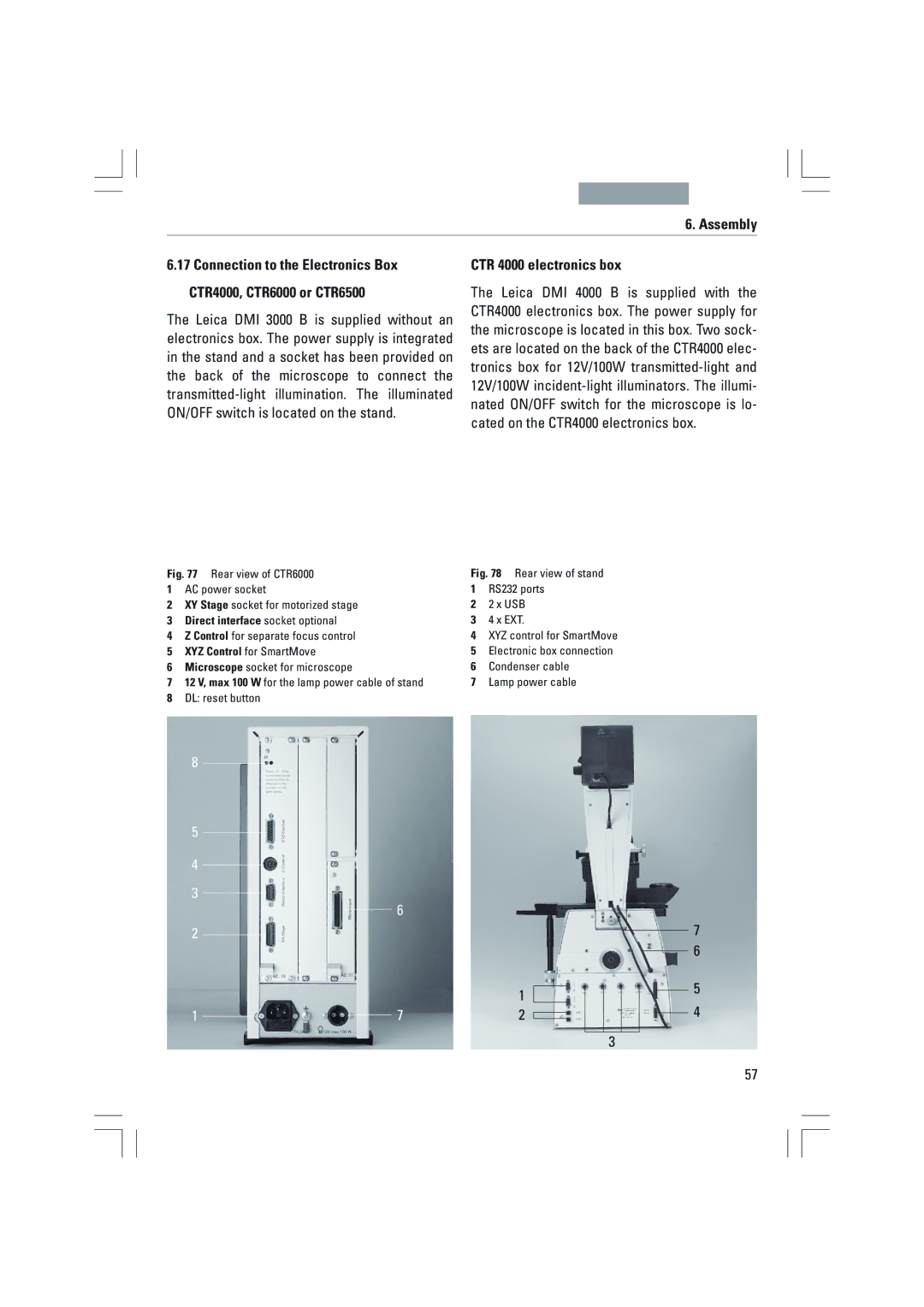 Leica DMI3000B, DMI6000B, DMI4000B manual CTR 4000 electronics box, Direct interface socket optional 