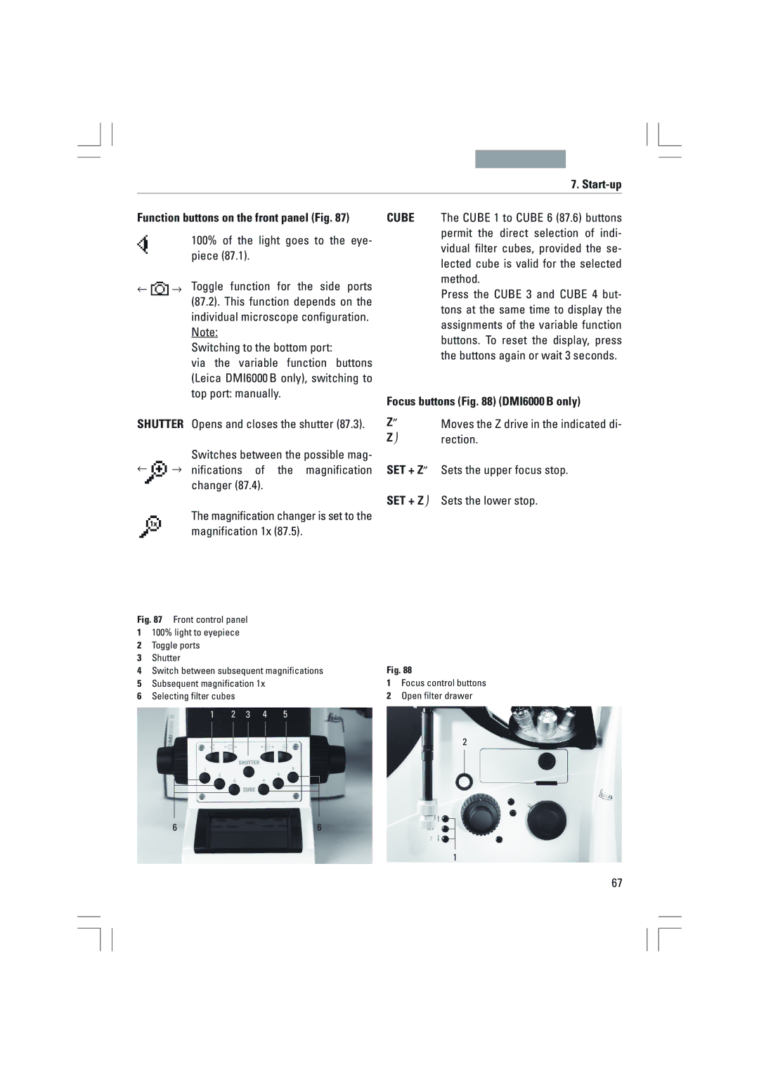 Leica DMI6000B, DMI3000B, DMI4000B manual Focus buttons DMI6000 B only 