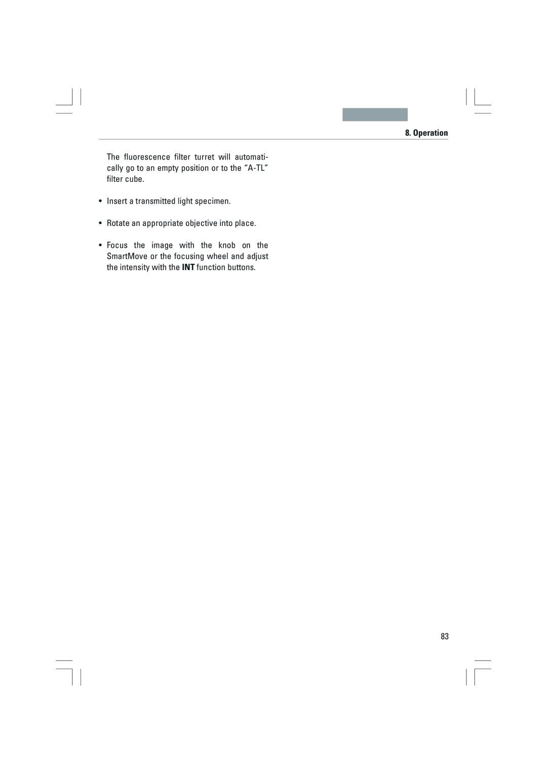 Leica DMI4000B, DMI3000B, DMI6000B manual Operation 