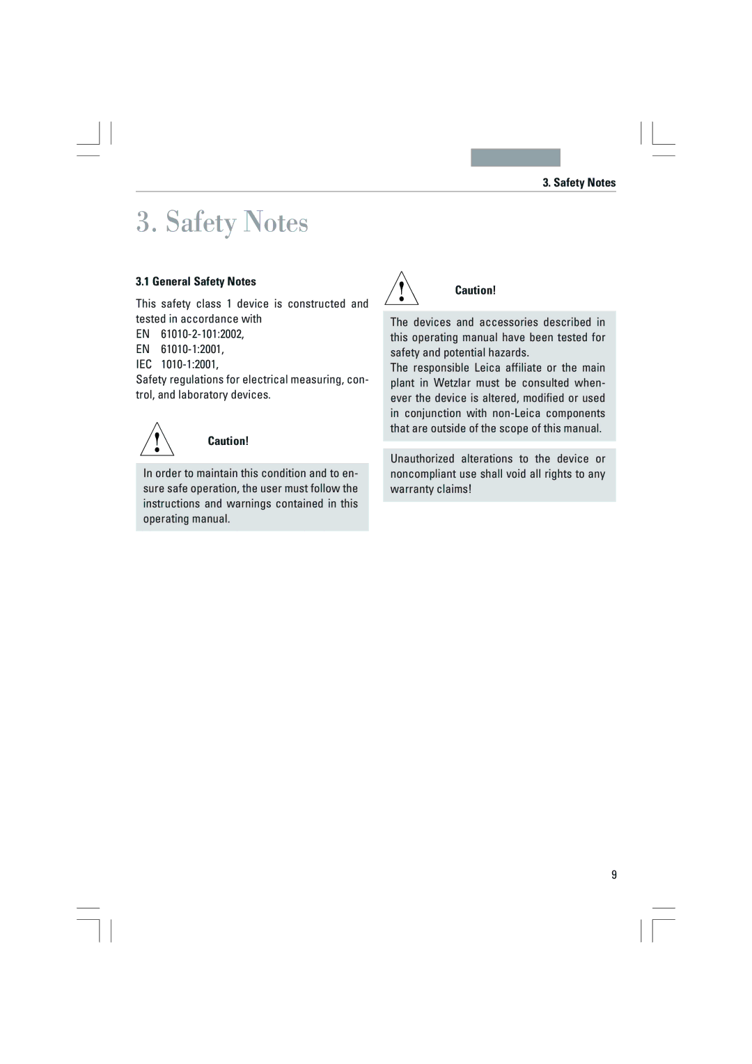 Leica DMI3000B, DMI6000B, DMI4000B manual General Safety Notes 