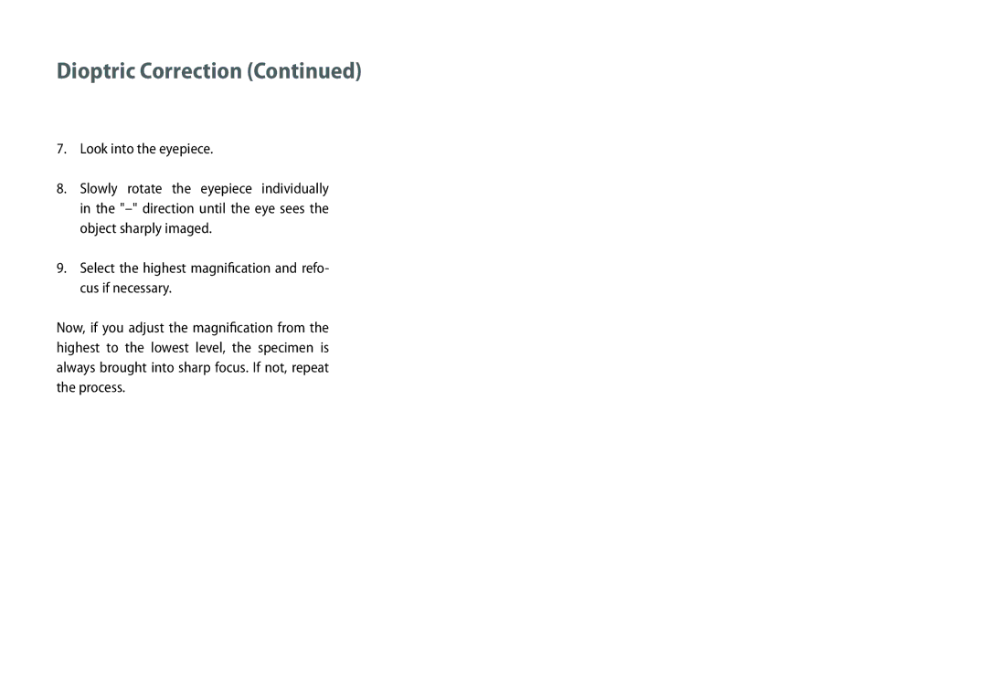 Leica EZ4 HD manual Dioptric Correction 