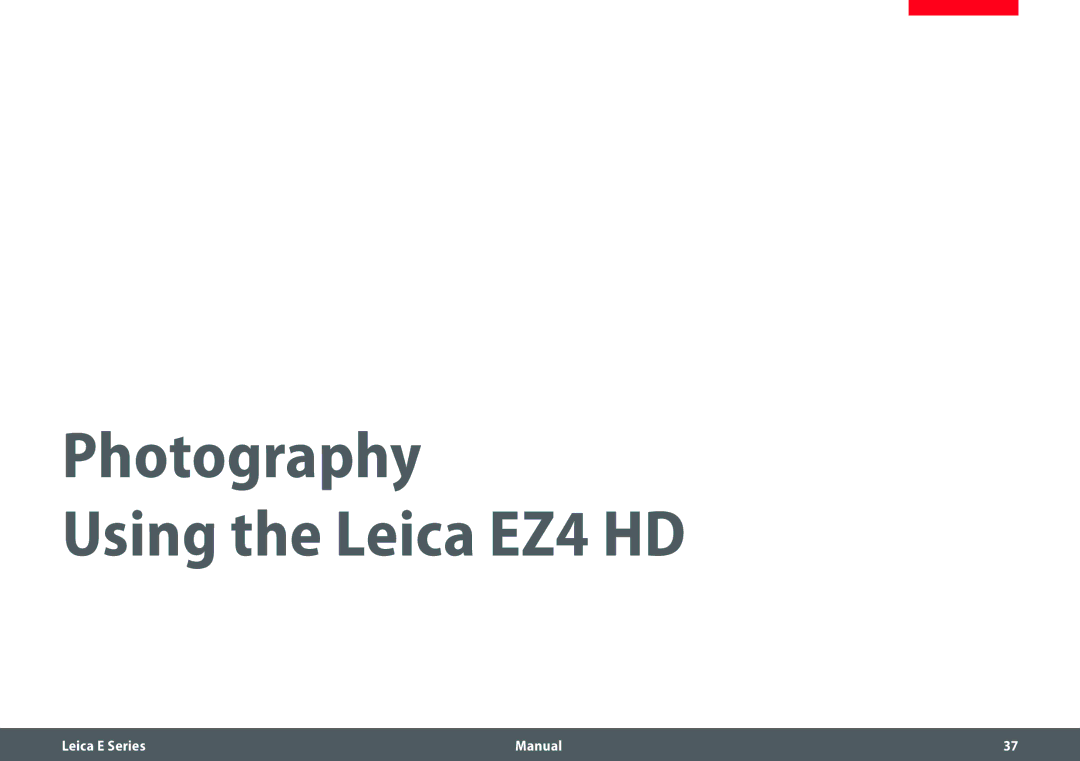 Leica manual Photography Using the Leica EZ4 HD 