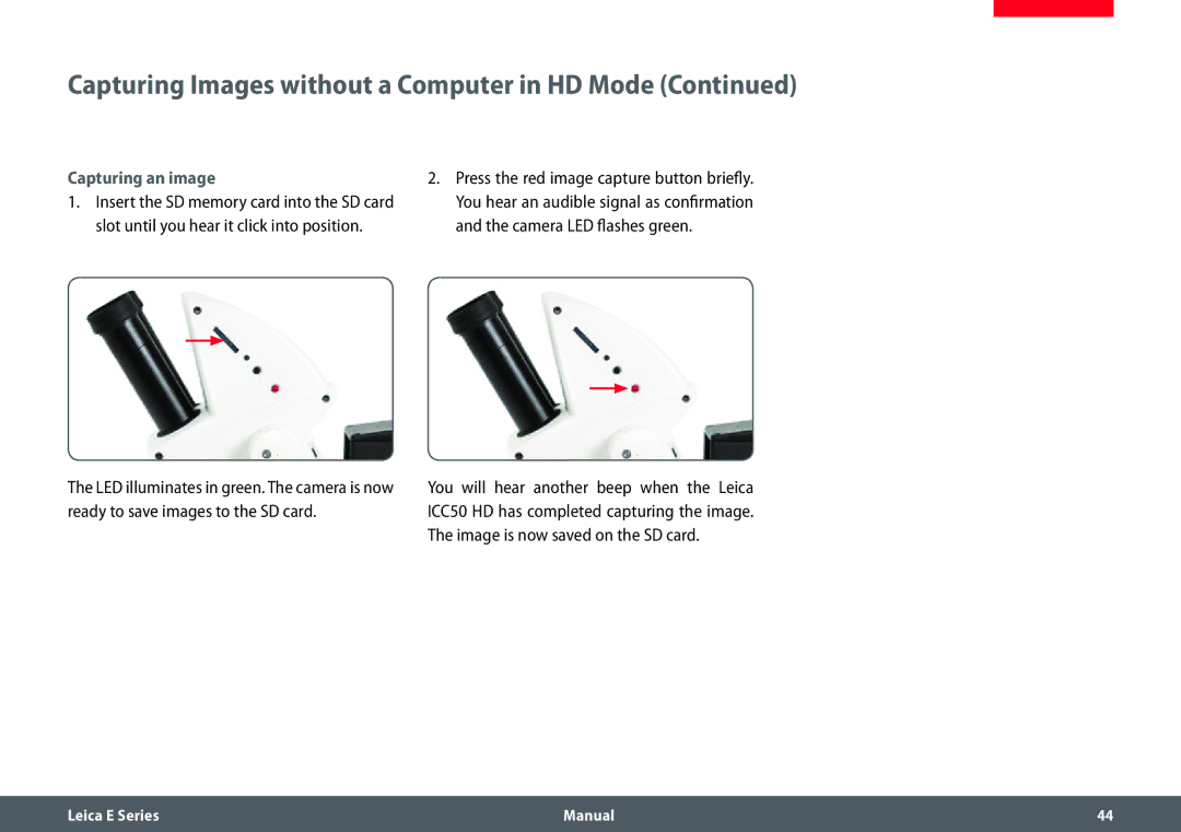 Leica EZ4 HD manual Capturing an image 