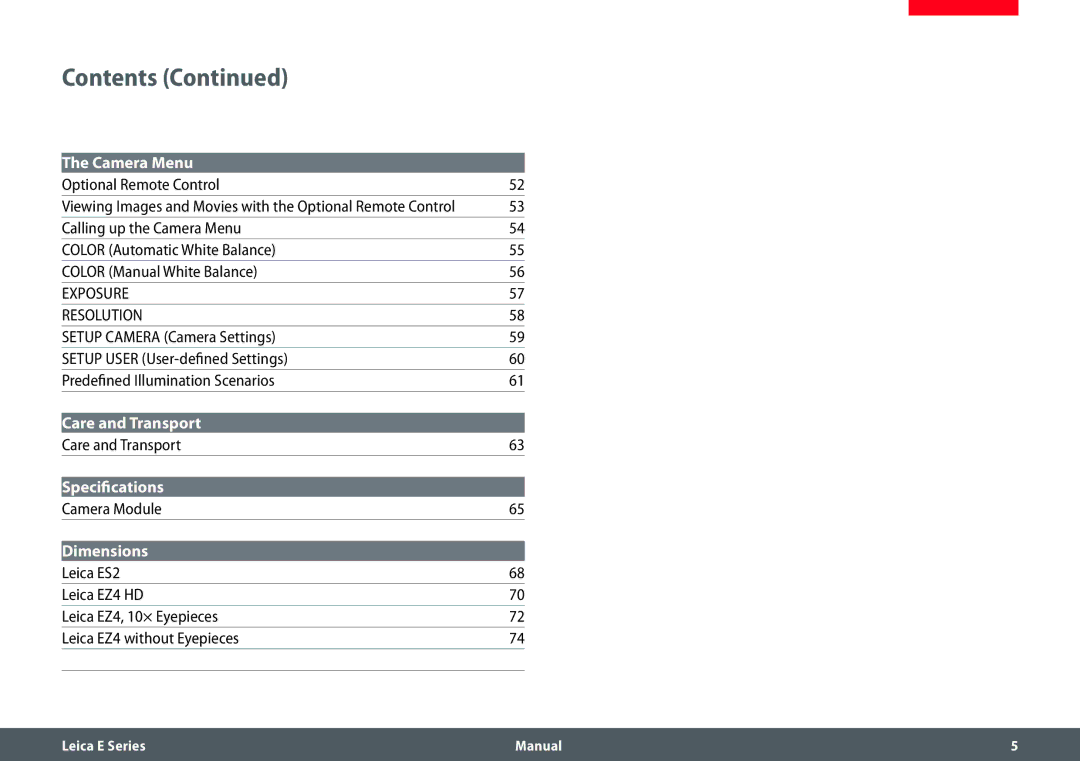 Leica EZ4 HD manual Contents 