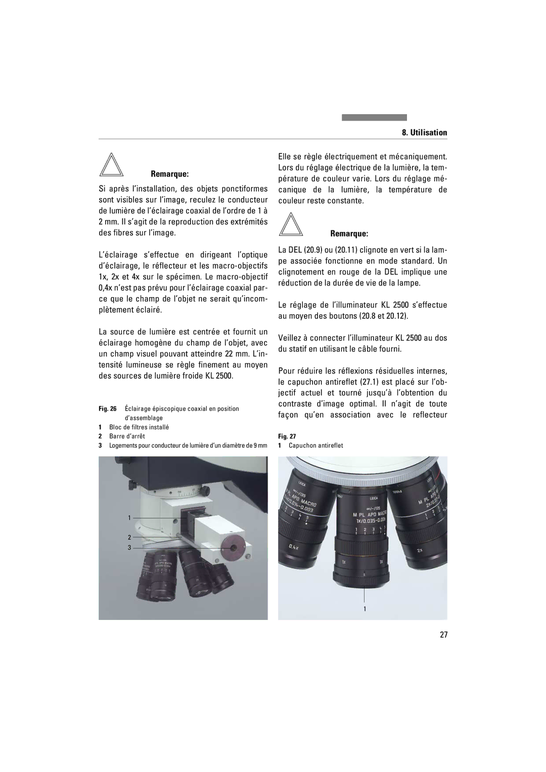 Leica FSC manuel dutilisation Utilisation Remarque 