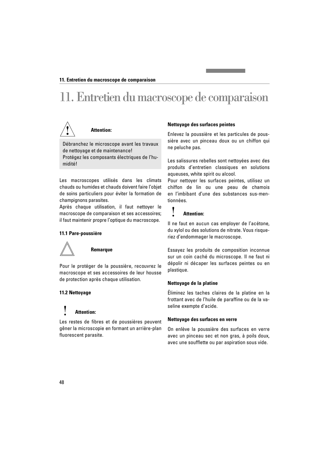 Leica FSC manuel dutilisation Entretiendumacroscopedecomparaison 