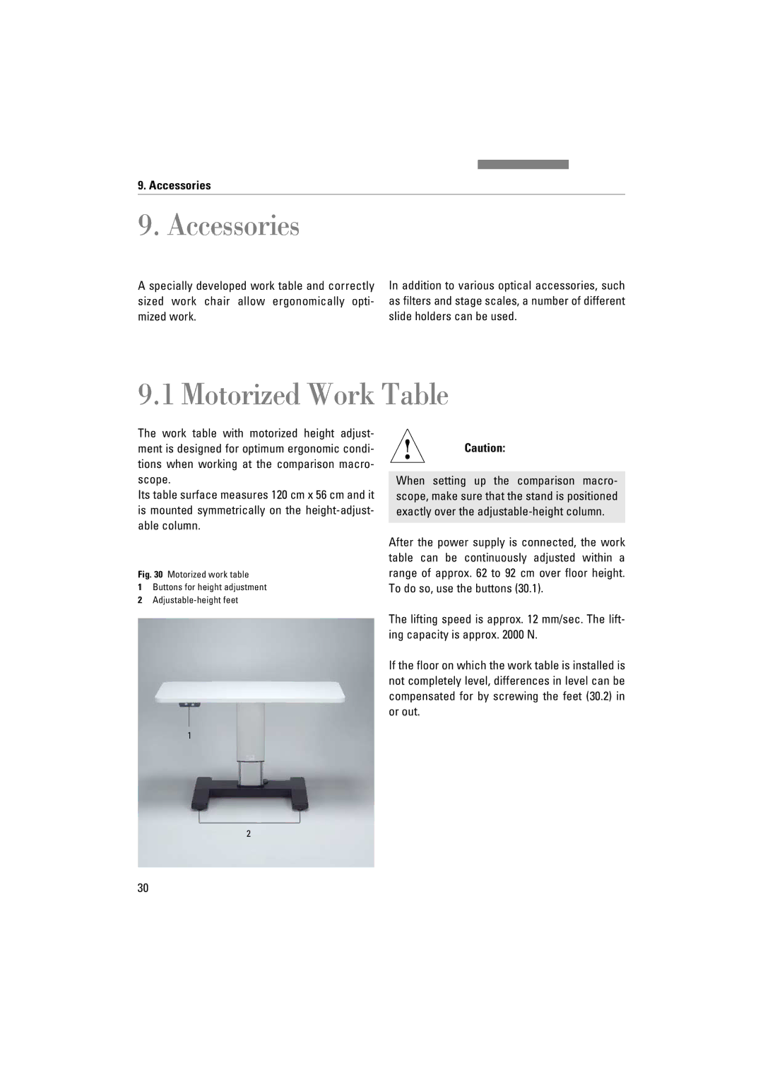 Leica FSC manuel dutilisation Accessories, Motorized Work Table 