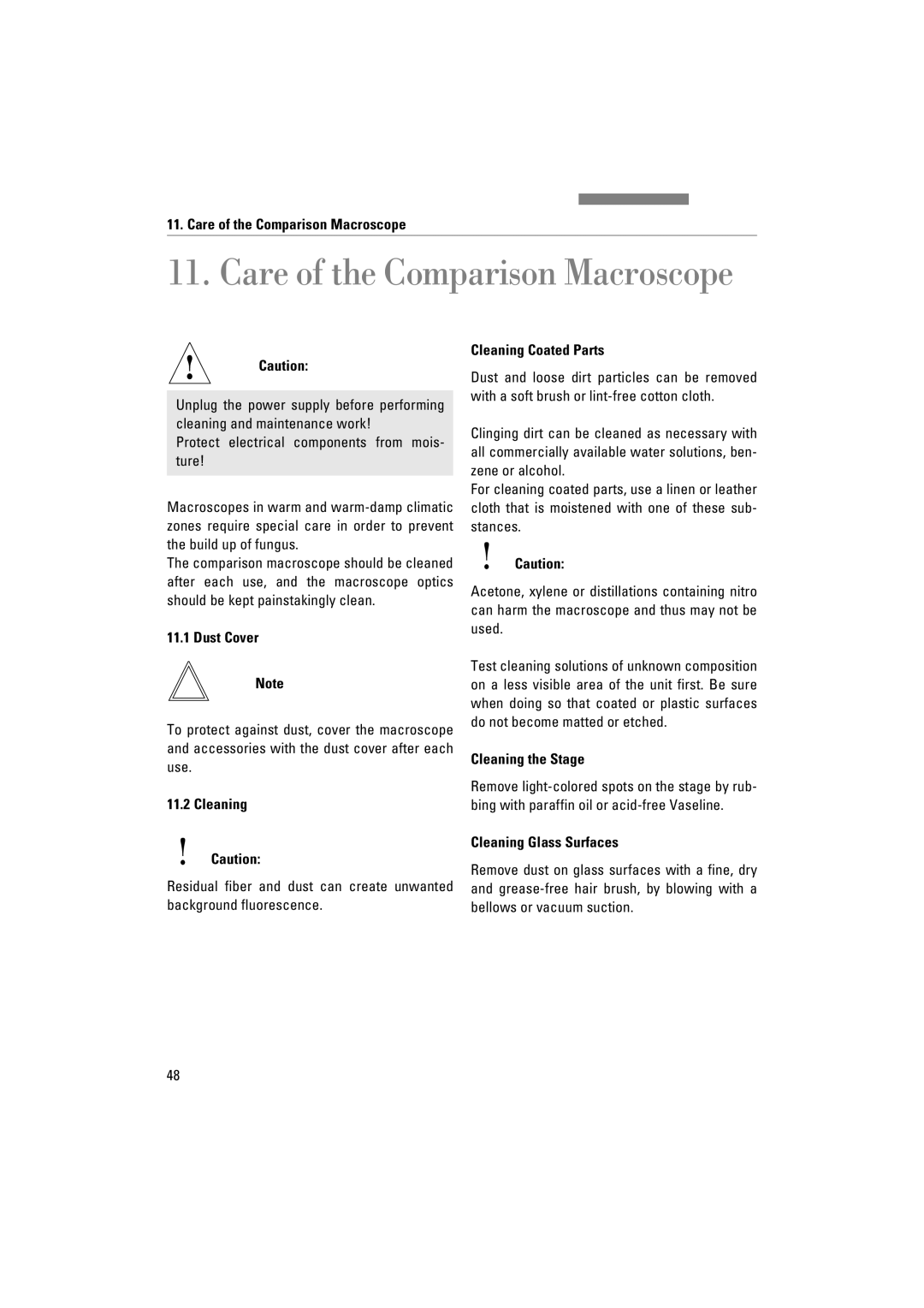 Leica FSC manuel dutilisation Care of the Comparison Macroscope 