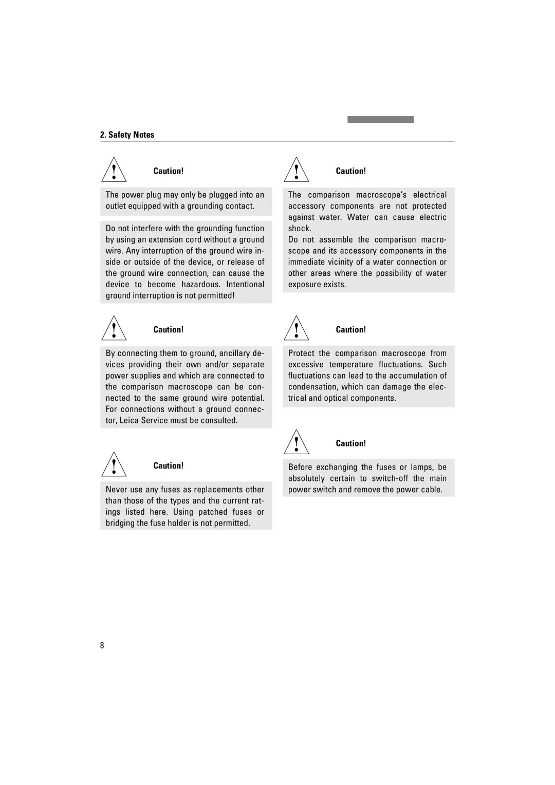 Leica FSC manuel dutilisation Safety Notes 