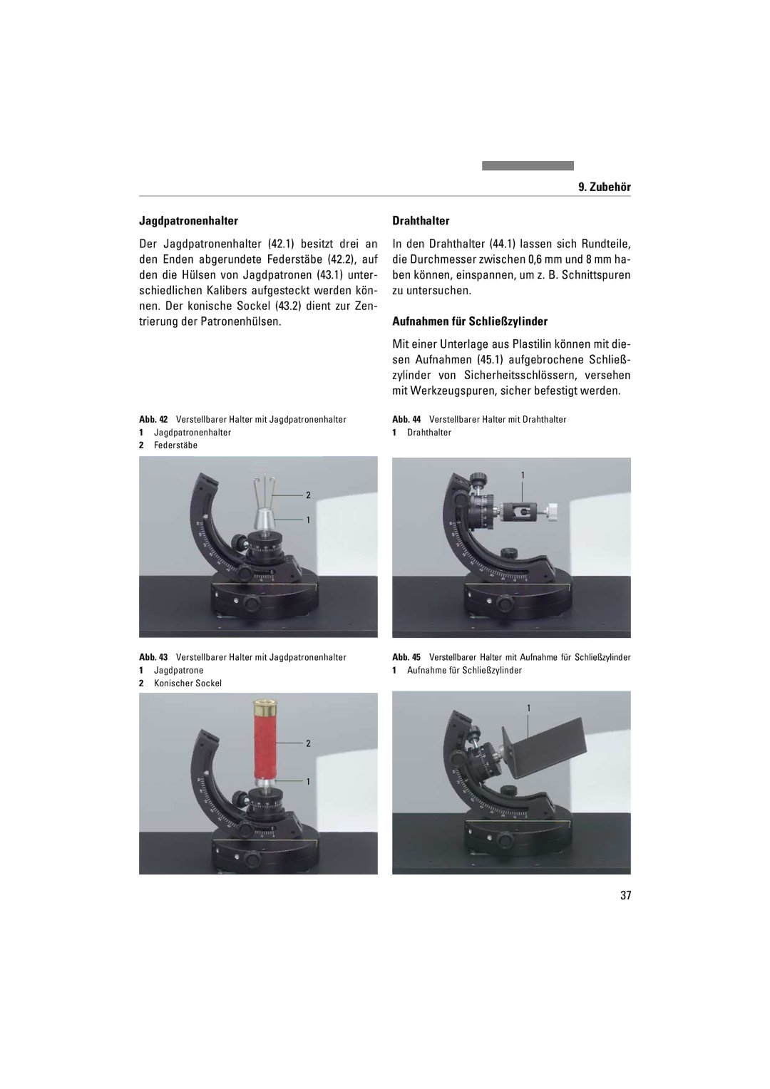 Leica FSC manuel dutilisation Zubehör Jagdpatronenhalter, Drahthalter, Aufnahmen für Schließzylinder 