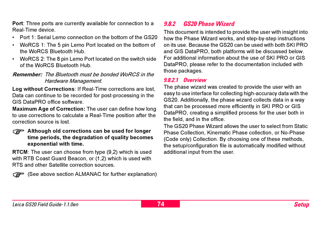 Leica manual 9.8.2GS20 Phase Wizard, Setup, Overview 