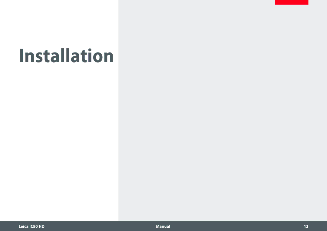 Leica IC80 HD manual Installation 