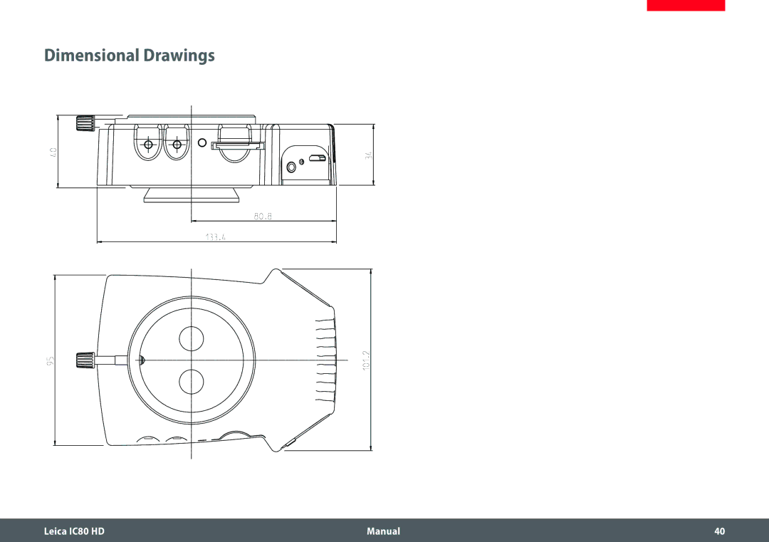 Leica IC80 HD manual Dimensional Drawings 