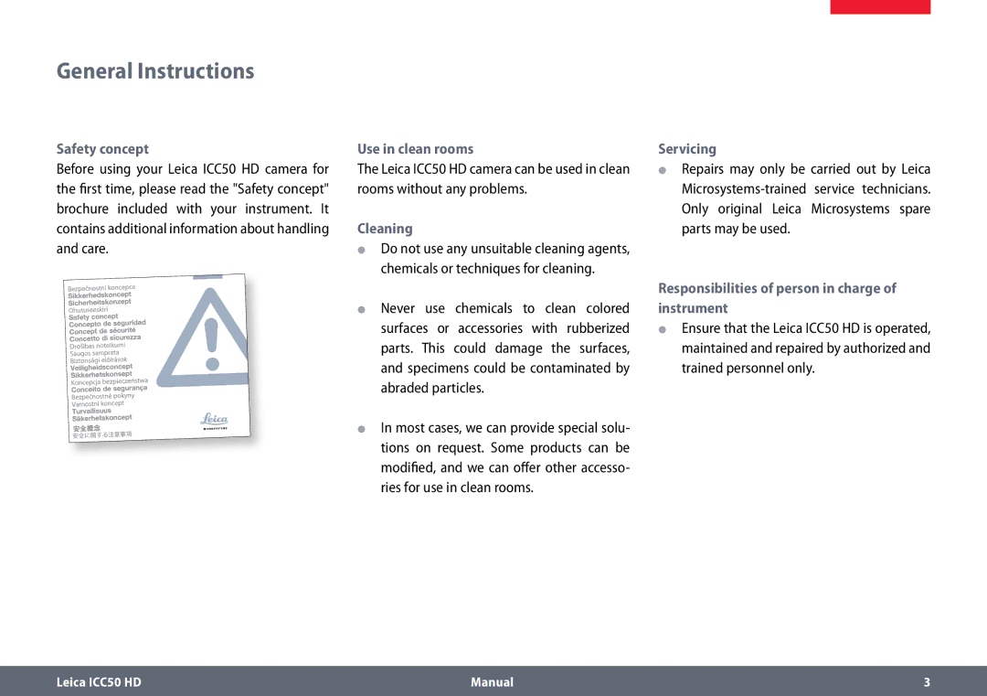 Leica ICC50 HD manual General Instructions 