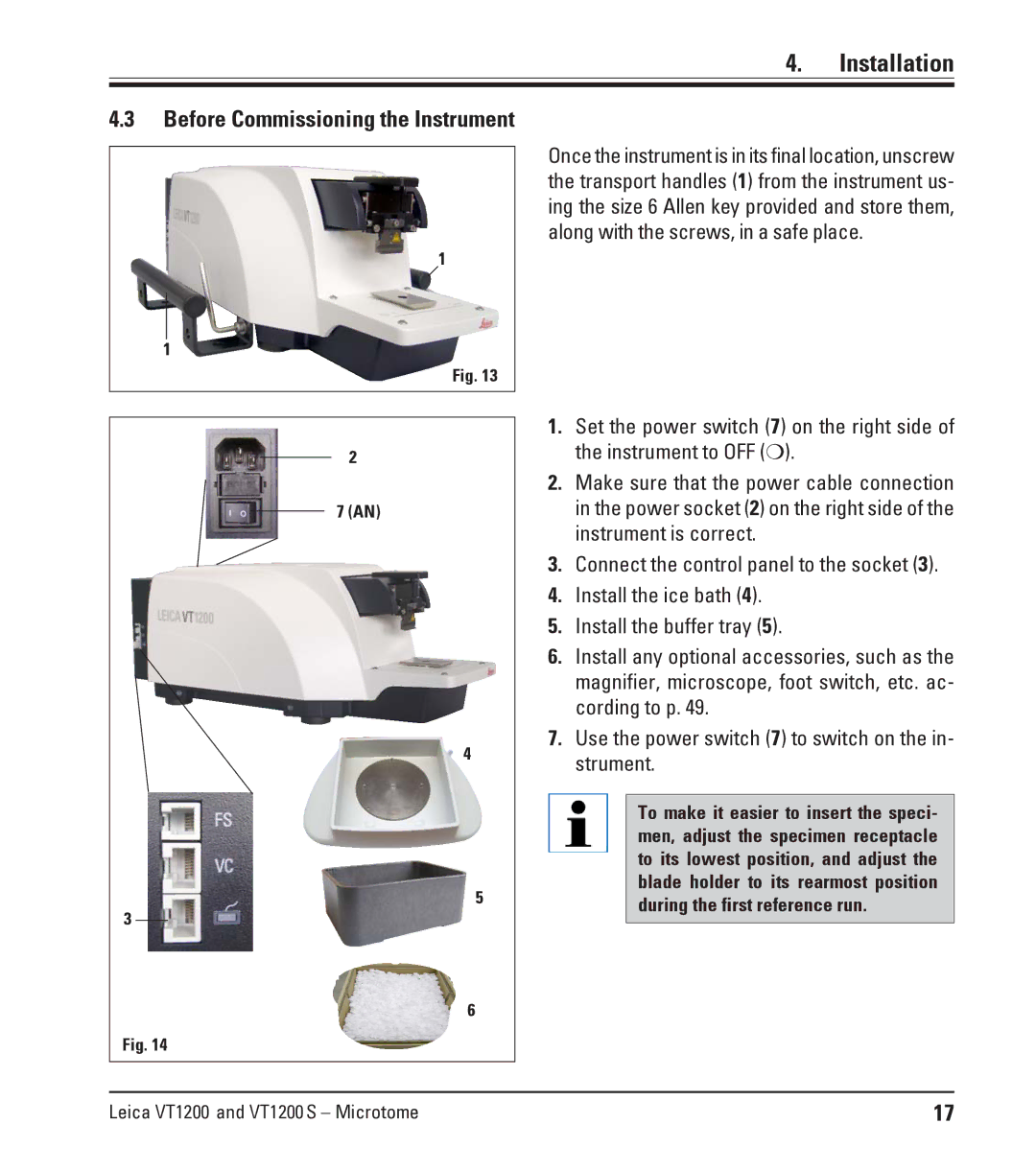 Leica Leica VT1200S manual Before Commissioning the Instrument 