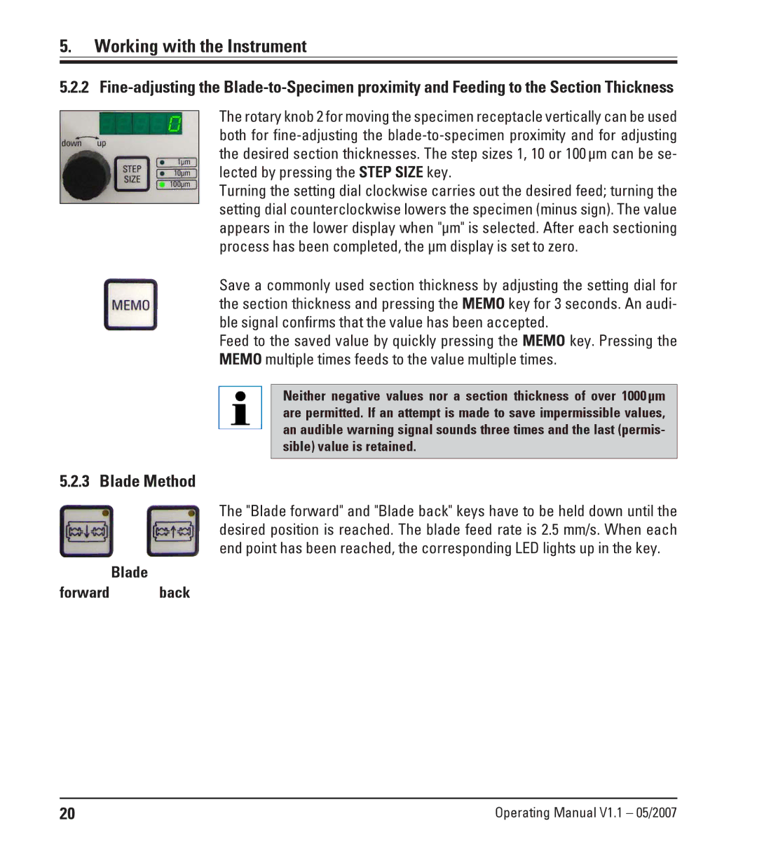 Leica Leica VT1200S manual Blade Method, Blade Forward back 