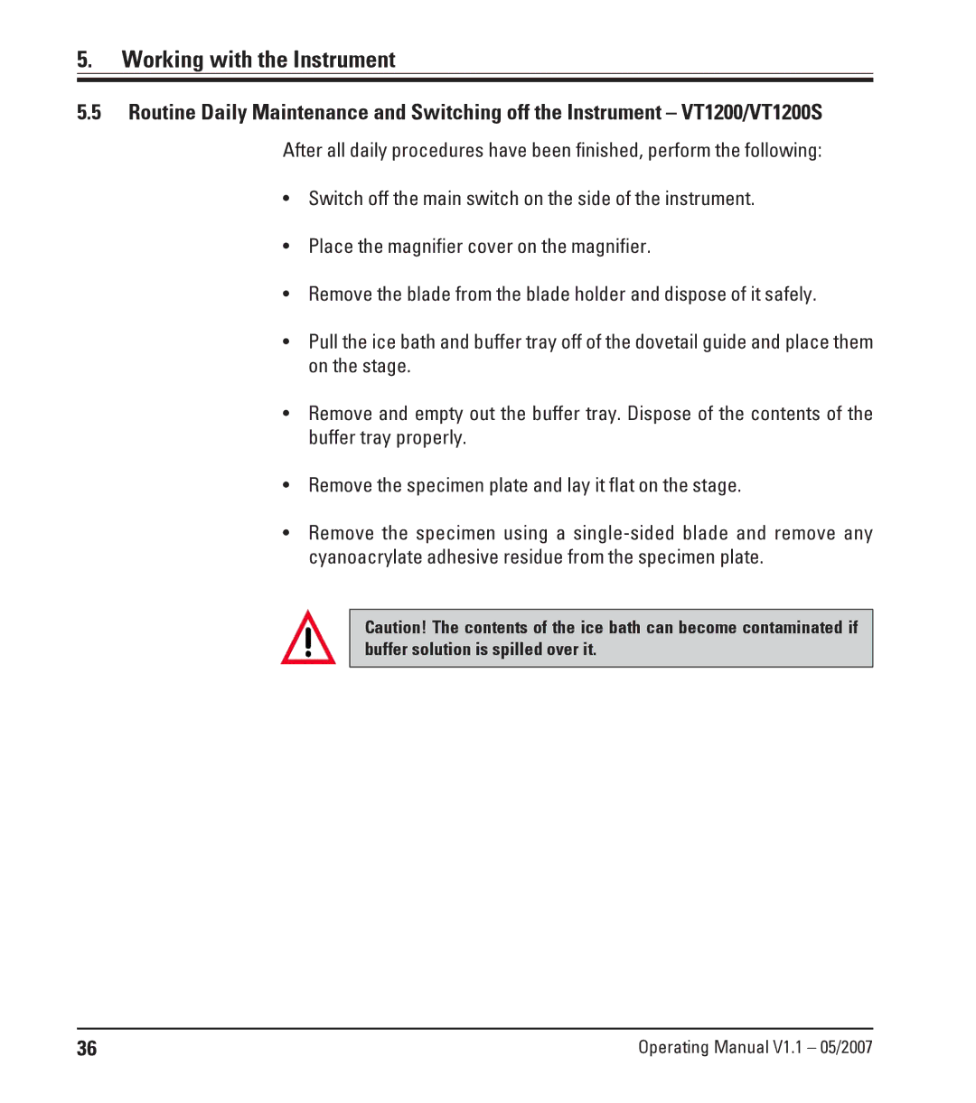 Leica Leica VT1200S manual Working with the Instrument 