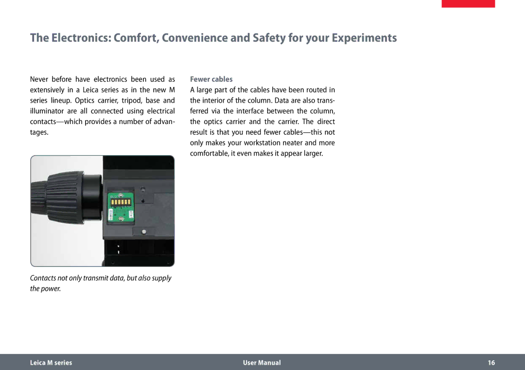 Leica M125 B, M165 C B user manual Fewer cables 