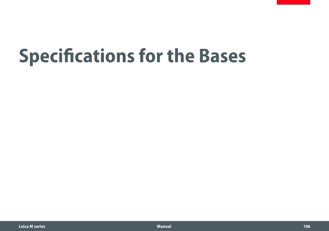 Leica M165 C, M205 A, M205 C manual Specifications for the Bases 