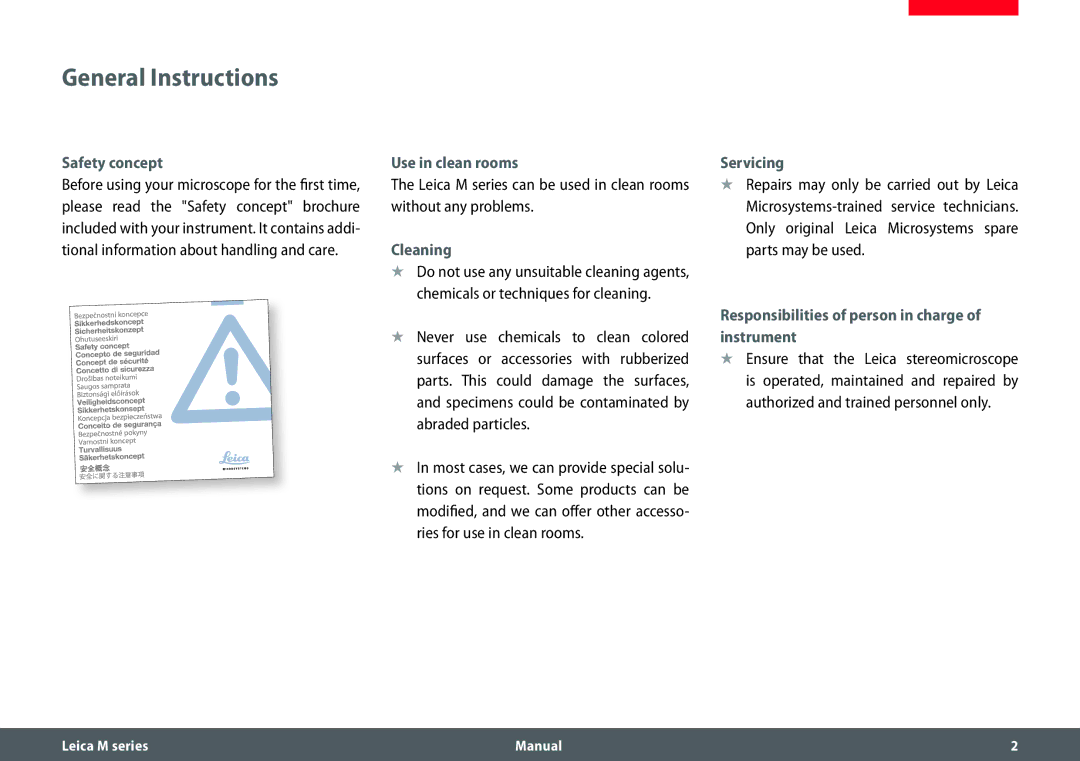 Leica M205 C, M205 A, M165 C manual General Instructions 