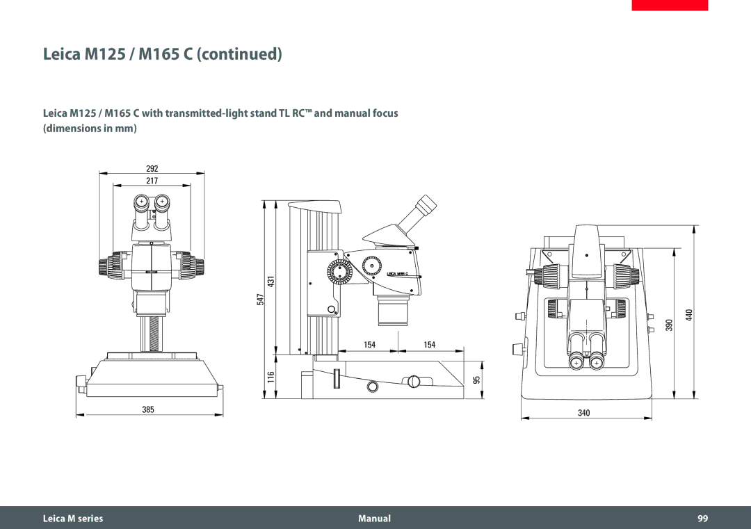 Leica M205 A, M165 C, M205 C manual 292 217 547 116 385 154154 340 390 440 