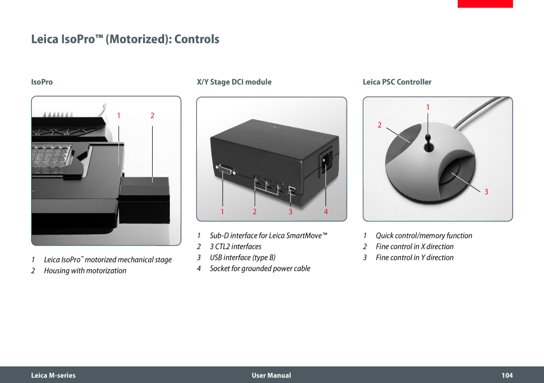 Leica M205 FA user manual Leica IsoPro Motorized Controls, Stage DCI module 