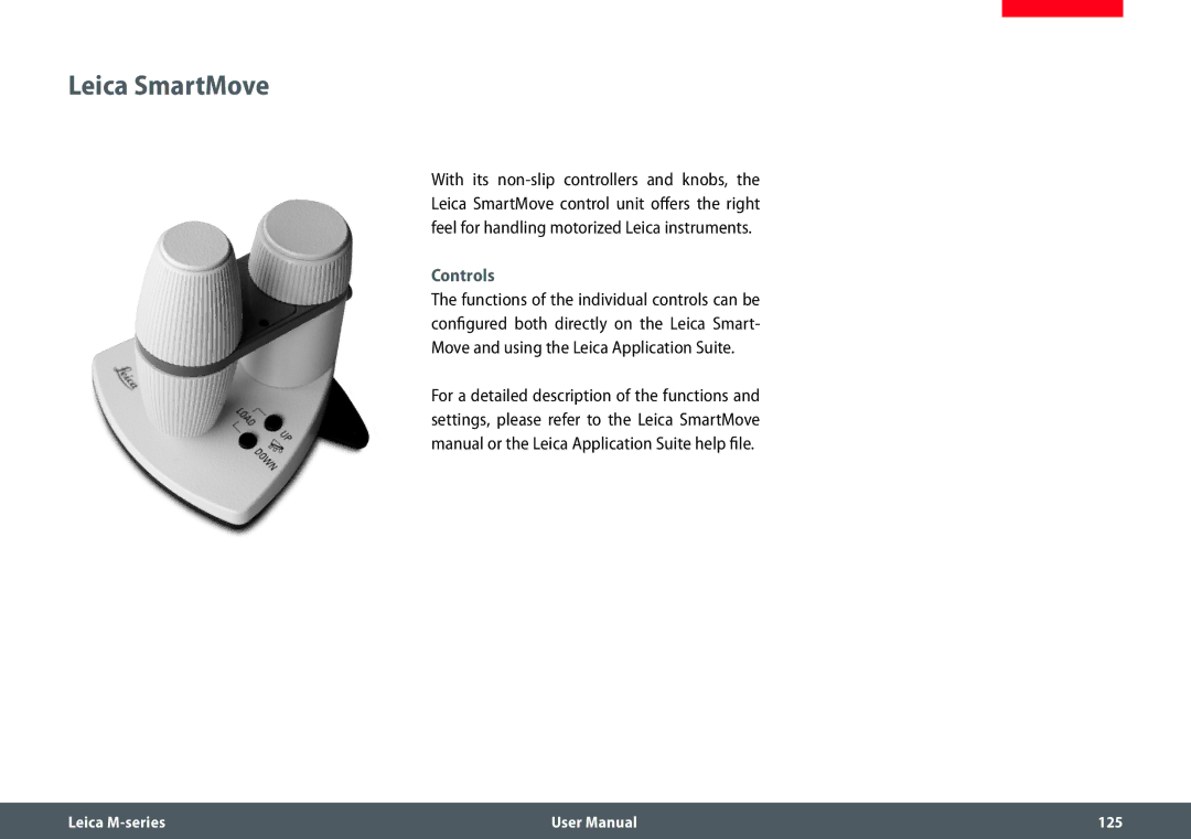 Leica M205 FA user manual Leica SmartMove, Controls 