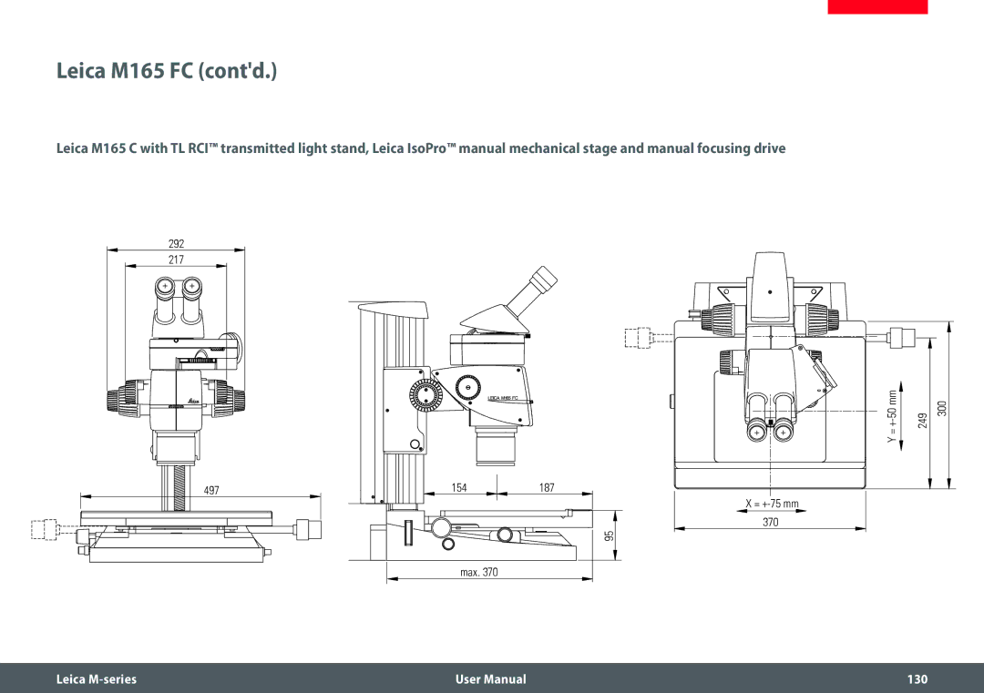 Leica M205 FA user manual Leica M165 FC contd 