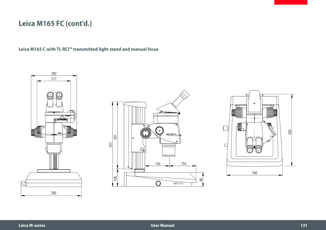 Leica M205 FA user manual Leica M-series 131 