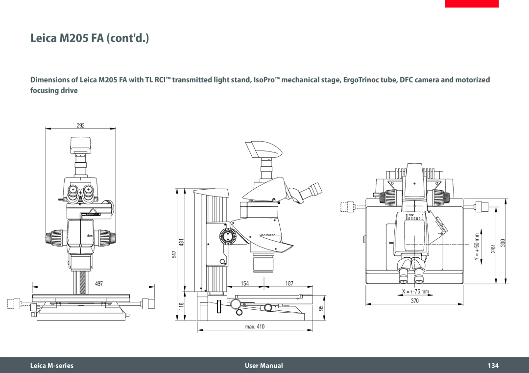 Leica M205 FA user manual Leica M-series 134 