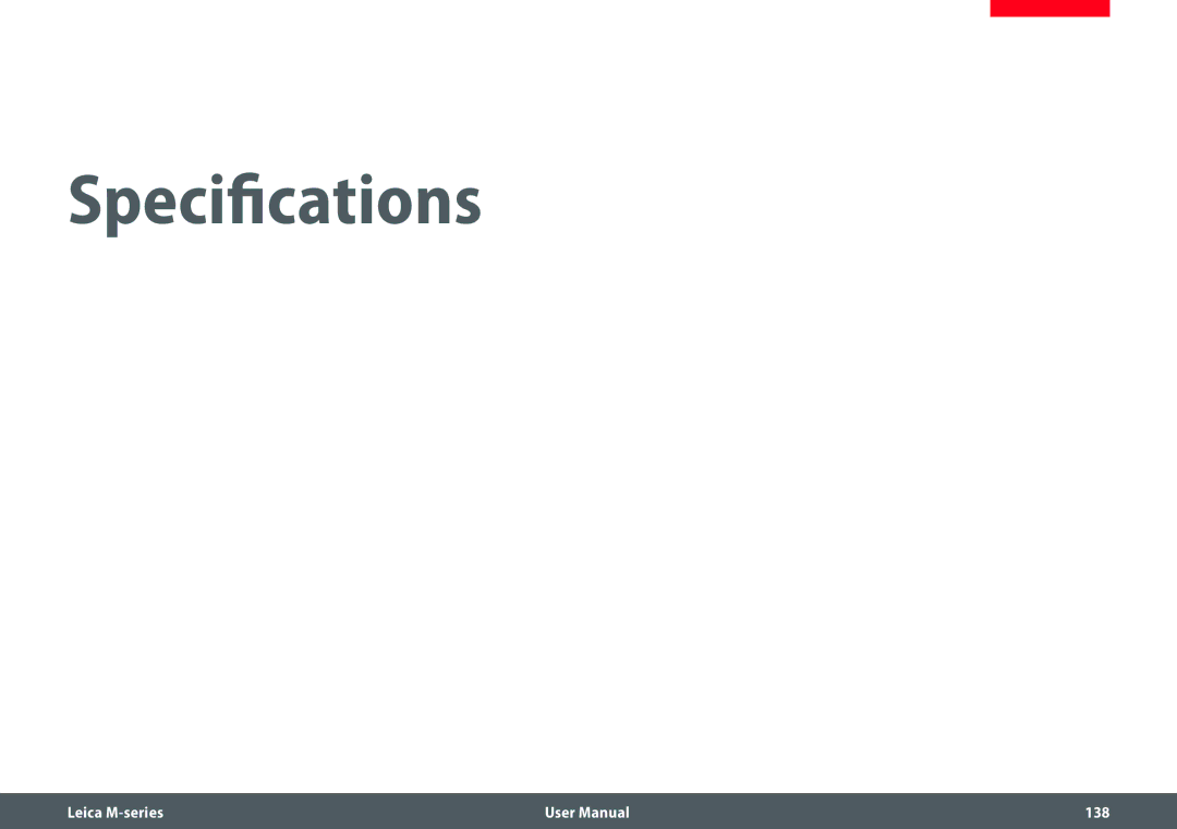 Leica M205 FA user manual Specifications 