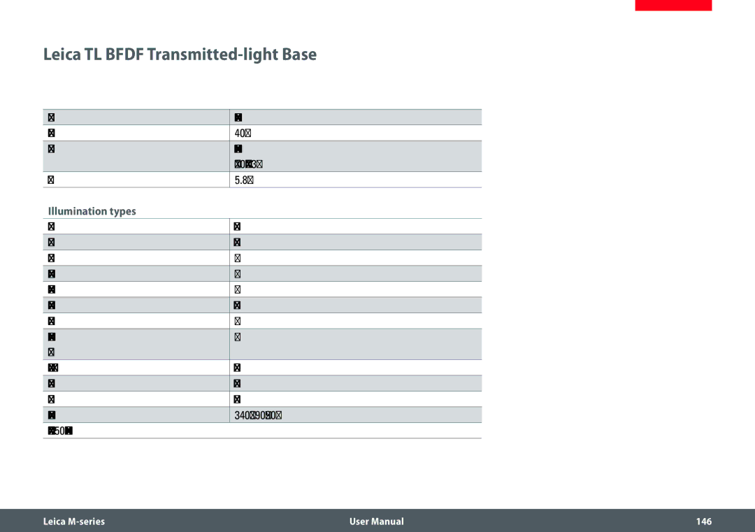 Leica M205 FA user manual Leica TL Bfdf Transmitted-light Base, Internal shutter/lamp control Yes Integrated filter holder 