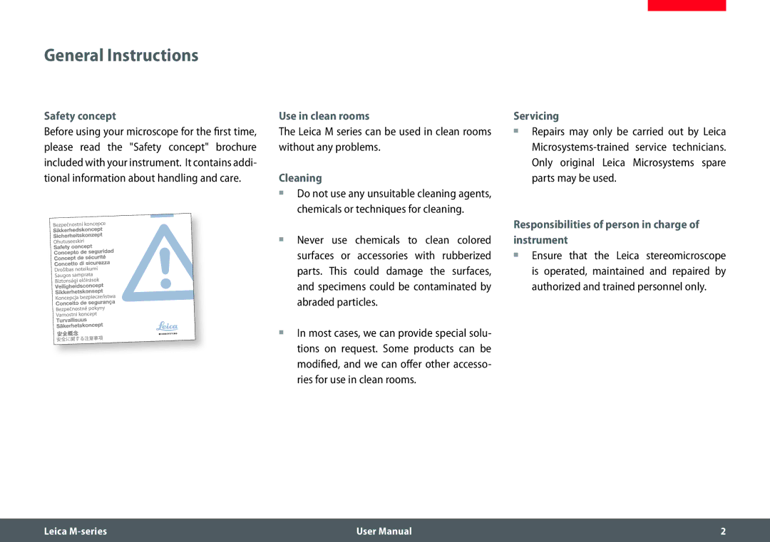 Leica M205 FA user manual General Instructions 