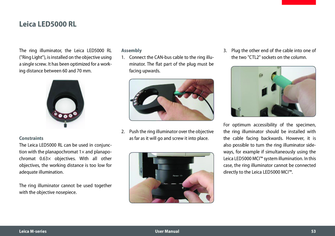 Leica M205 FA user manual Leica LED5000 RL 