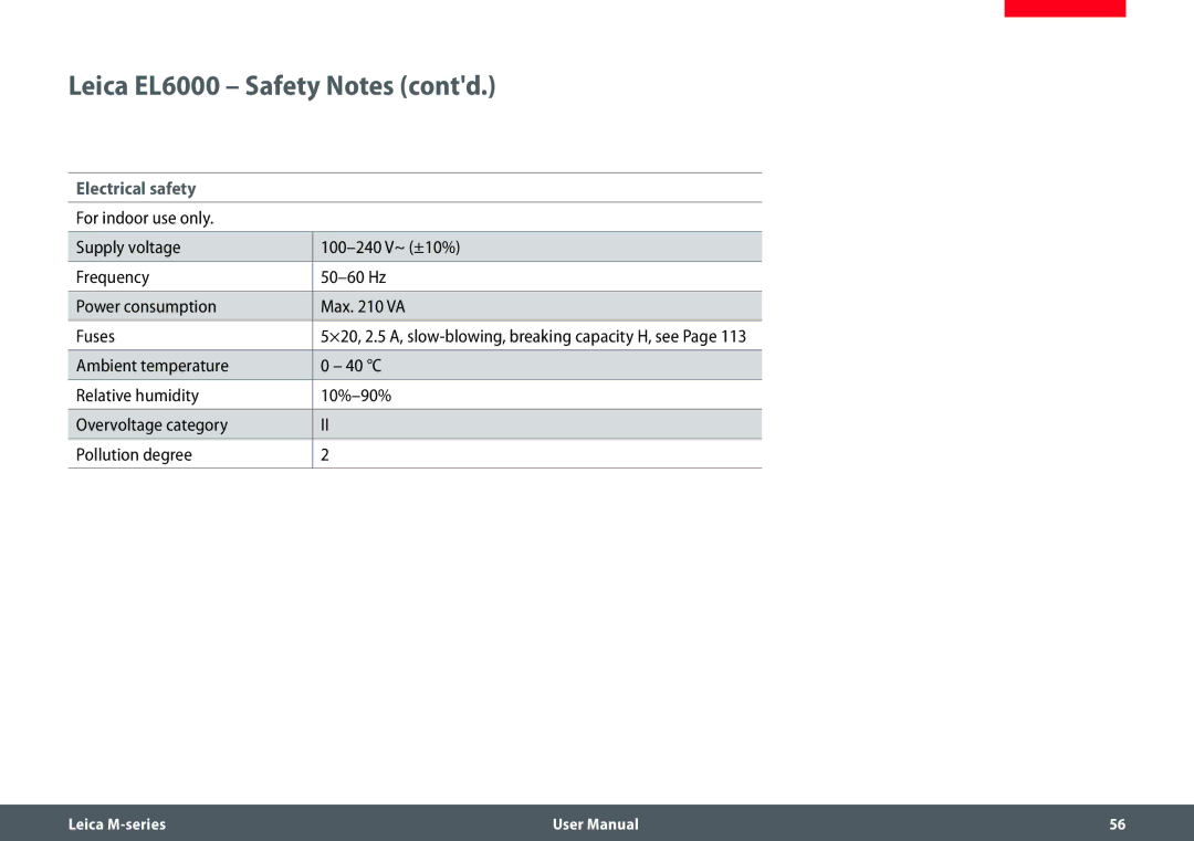 Leica M205 FA user manual Electrical safety 