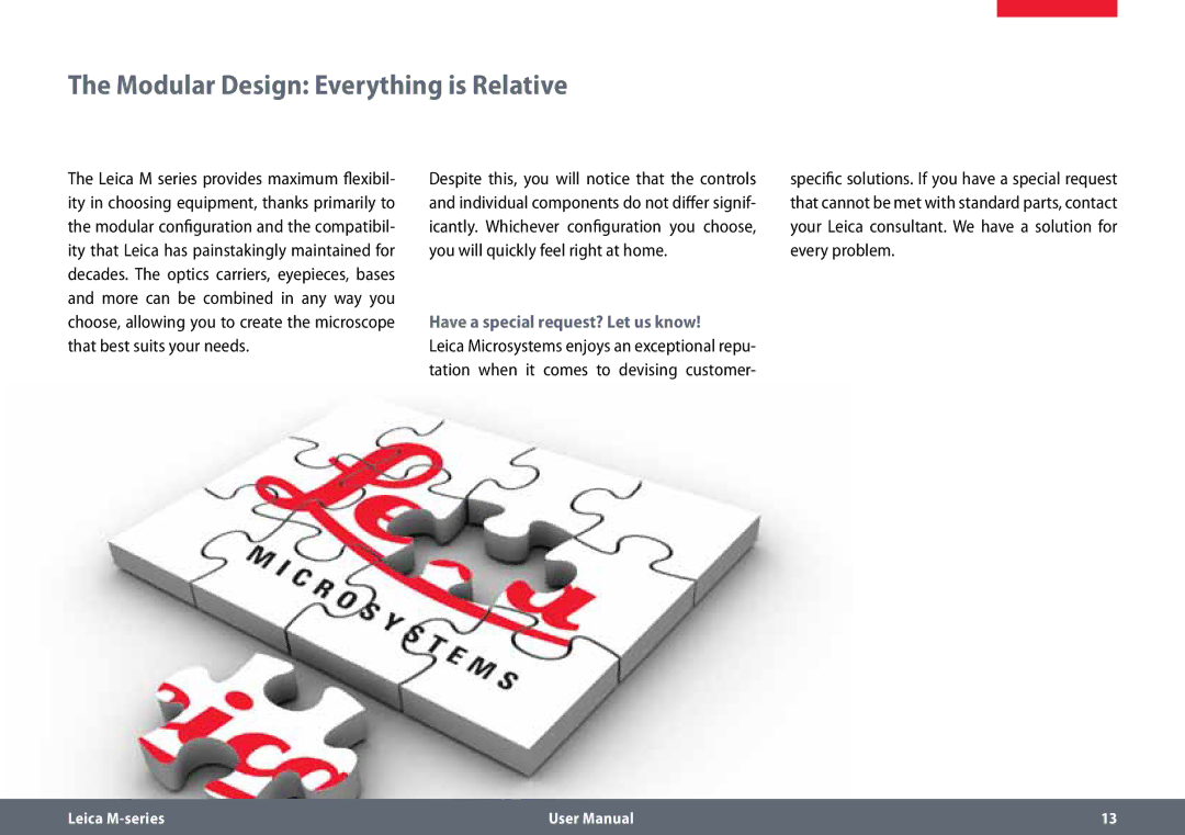 Leica M80, M60 user manual Modular Design Everything is Relative, Have a special request? Let us know 