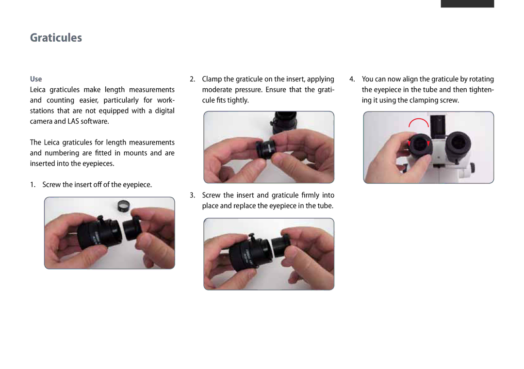 Leica M80, M60 user manual Graticules, Use 