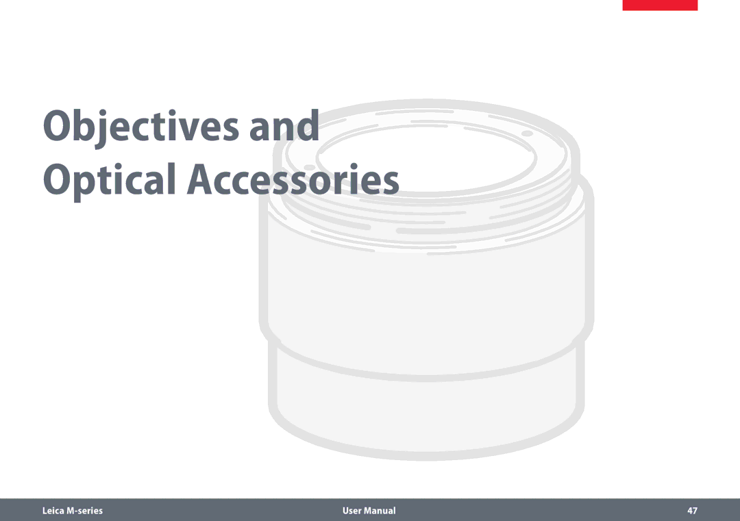 Leica M80, M60 user manual Objectives and Optical Accessories 