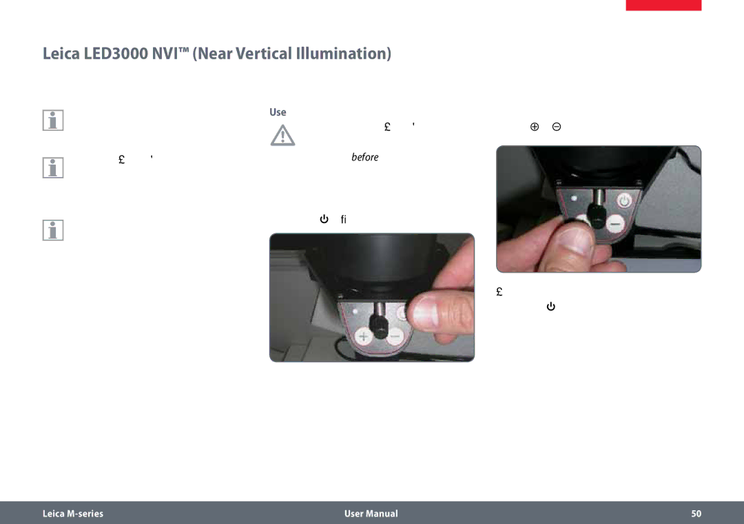 Leica M60, M80 user manual Leica LED3000 NVI Near Vertical Illumination 