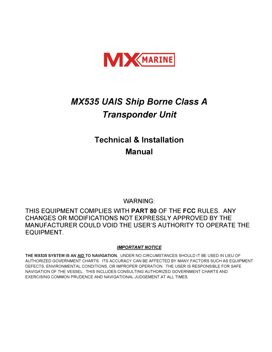 Leica manual MX535 Uais Ship Borne Class a Transponder Unit 